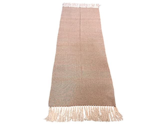 Loro Piana Sciarpa lunga in baby cashmere con motivo a spina di pesce e frange, rosa chiaro - vista 5