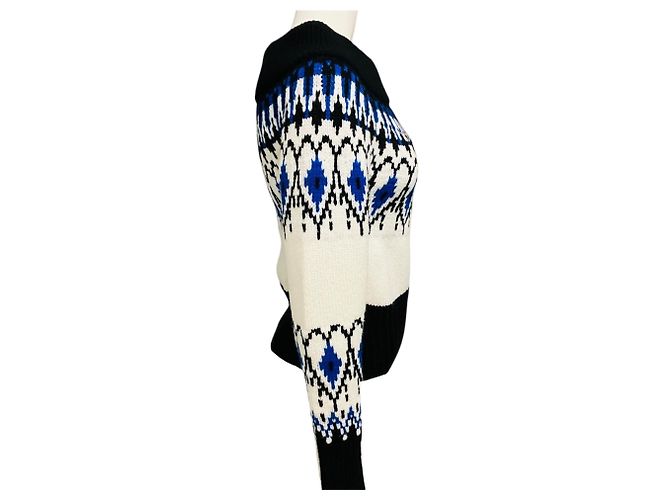 Jersey corto de punto Fairisle Alexander McQueen Black / Ivory / Blue Multicolor - vista 2