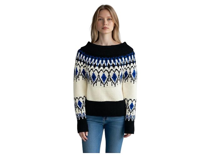 Jersey corto de punto Fairisle Alexander McQueen Black / Ivory / Blue Multicolor - vista 4