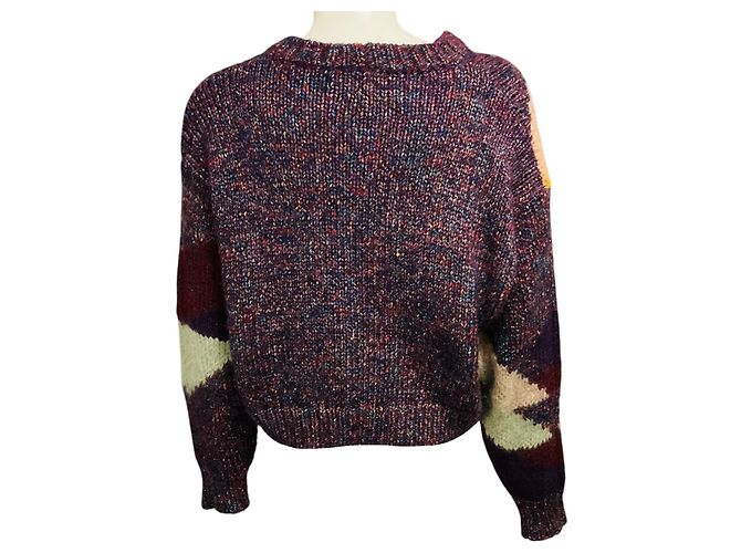 Isabel Marant mehrfarbiger Strickpullover aus Wolle und Mohair in Burgund Mehrfarben - Ansicht 3