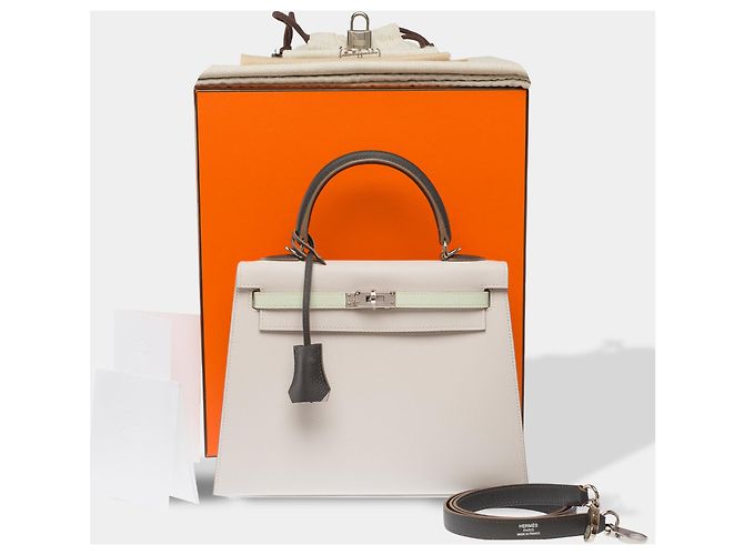 Hermès HERMES Kelly 25 Tasche aus grauem Leder - 103981 - Ansicht 2