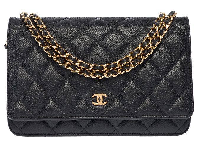 Saco CHANEL Wallet on Chain em Couro Preto - 103982 - vista 2