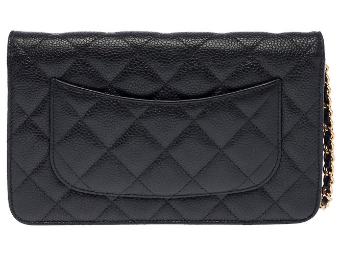 Saco CHANEL Wallet on Chain em Couro Preto - 103982 - vista 3