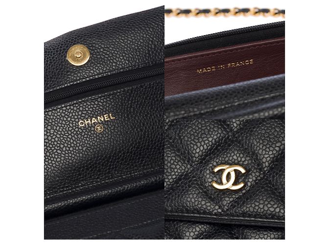Saco CHANEL Wallet on Chain em Couro Preto - 103982 - vista 6