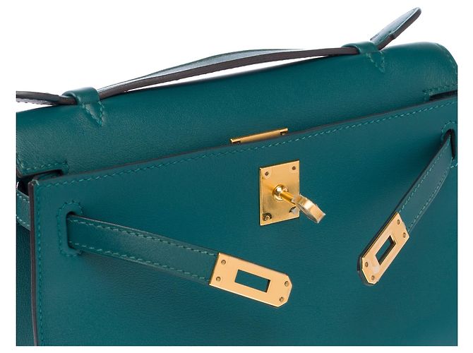 Hermès HERMES Kelly Mini Tasche aus grünem Leder - 104000 - Ansicht 7