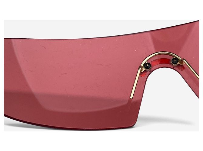 Óculos de sol máscara shield Dior by Galliano SS04 ‘Millenium’ Ruthenium Wrap Vermelho - vista 6