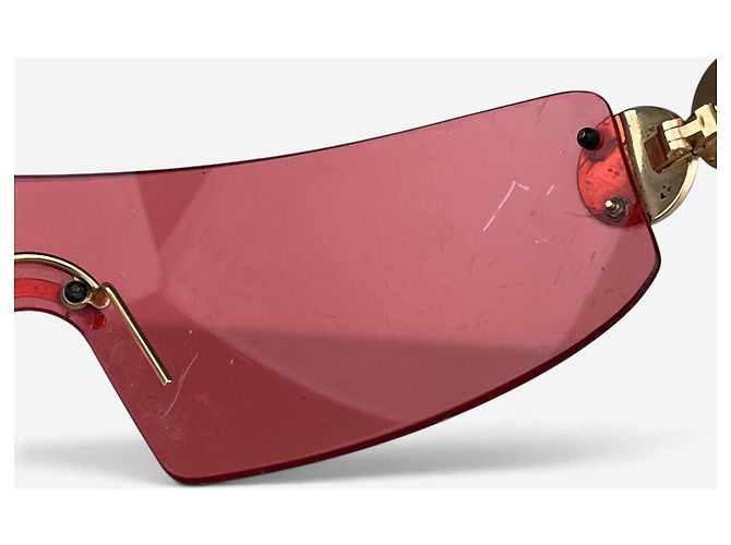 Óculos de sol máscara shield Dior by Galliano SS04 ‘Millenium’ Ruthenium Wrap Vermelho - vista 7