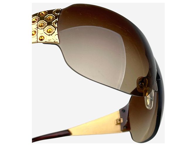 Gafas de sol Prada 2000s ‘SPR60I’ con strass y máscara shield Dorado - vista 10