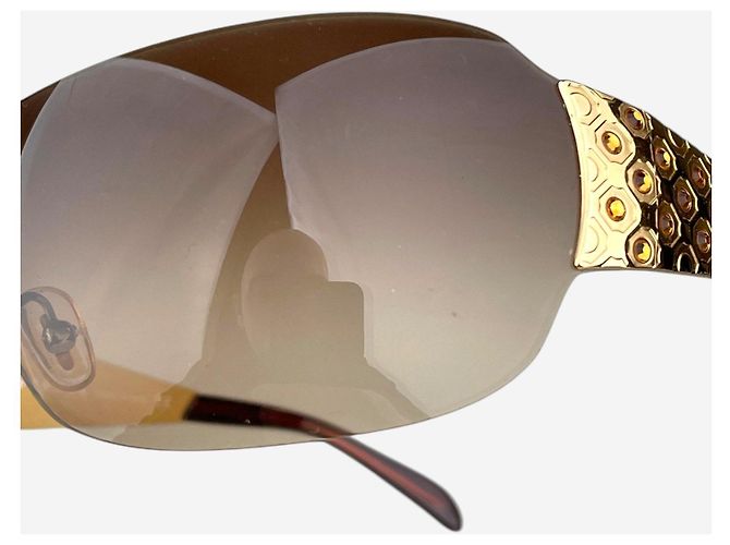 Gafas de sol Prada 2000s ‘SPR60I’ con strass y máscara shield Dorado - vista 11