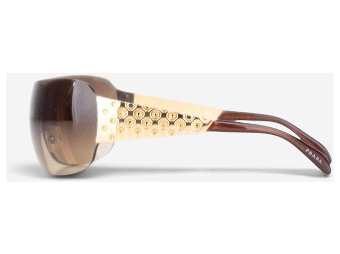 Gafas de sol Prada 2000s ‘SPR60I’ con strass y máscara shield Dorado - vista 3