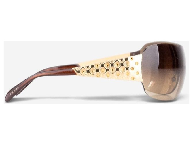 Gafas de sol Prada 2000s ‘SPR60I’ con strass y máscara shield Dorado - vista 4