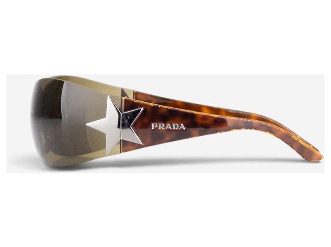 Óculos de Sol Masque Shield Prada SS04 ‘SPR72G’ Star Wrap Marrom - vista 3