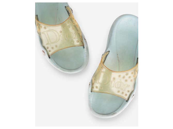 Dior by Galliano SS04 ‘Surf’ transparente Gummisandalen Slides Blau - Ansicht 2