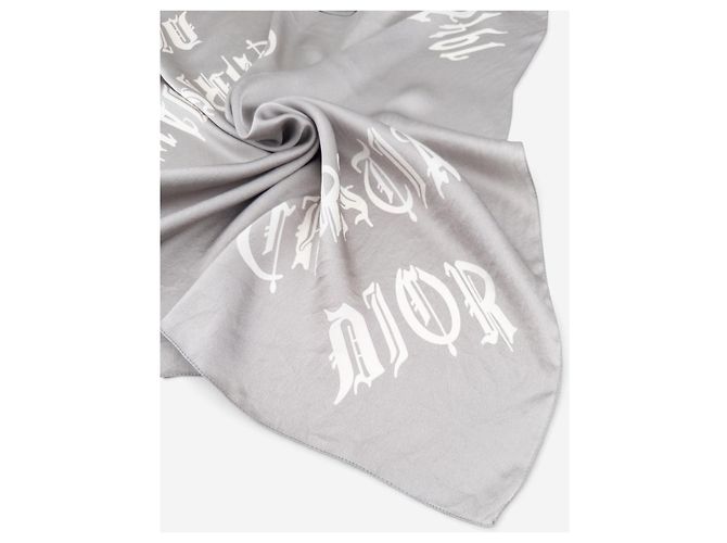 Dior by Galliano SS02 Chiffon Halstuch mit ‘Gothic’ Logo Grau - Ansicht 5