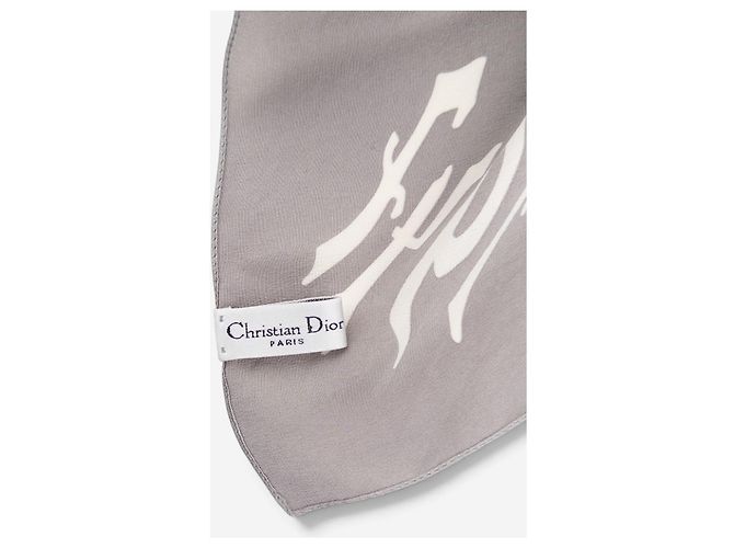 Dior by Galliano SS02 Chiffon Halstuch mit ‘Gothic’ Logo Grau - Ansicht 6