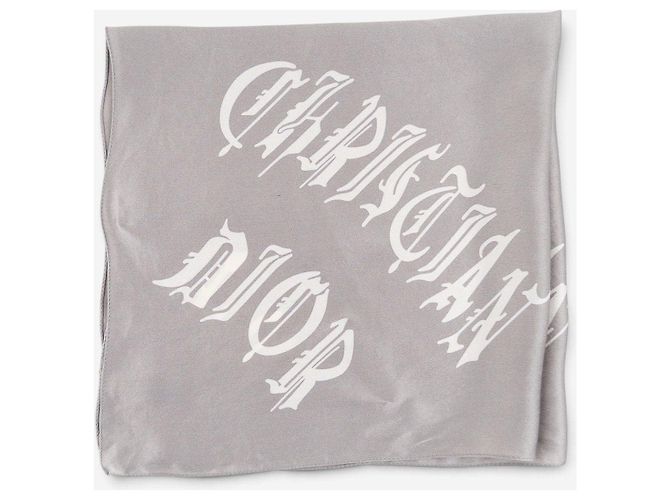 Dior by Galliano SS02 Chiffon Halstuch mit ‘Gothic’ Logo Grau - Ansicht 8