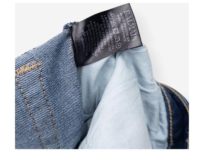 Balmain Dark Wash Biker Denim Jeans Blue - view 6