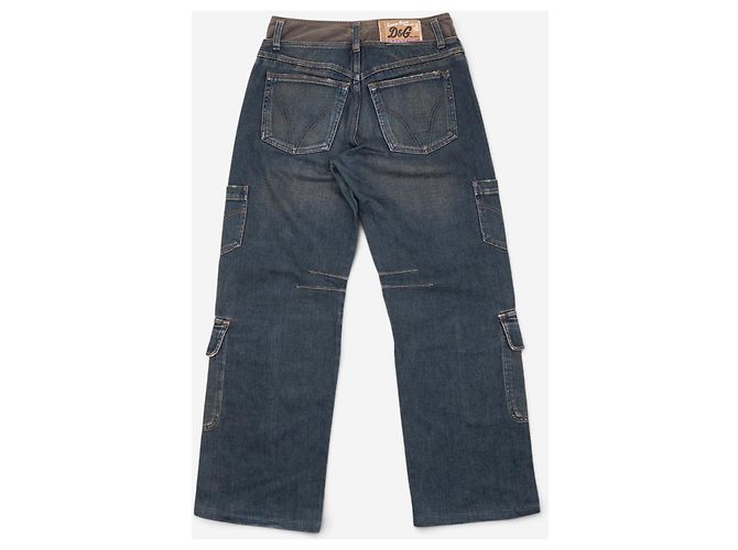 Dolce & Gabbana AW03 Denim Cargo Hose mit doppeltem Bund Blau - Ansicht 2