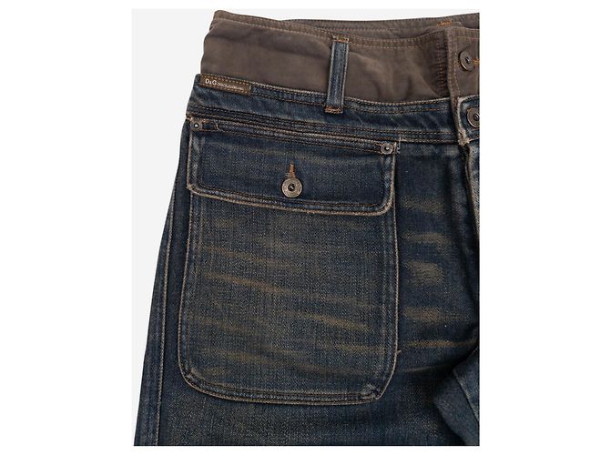 Dolce & Gabbana AW03 Denim Cargo Hose mit doppeltem Bund Blau - Ansicht 3
