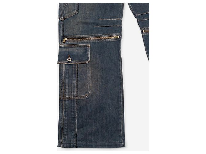 Dolce & Gabbana AW03 Denim Cargo Hose mit doppeltem Bund Blau - Ansicht 4