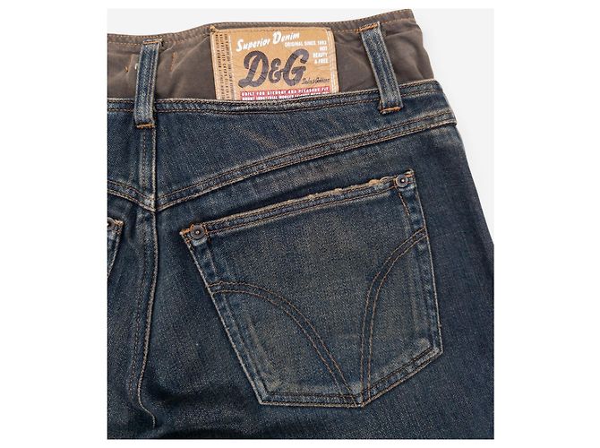Dolce & Gabbana AW03 Denim Cargo Hose mit doppeltem Bund Blau - Ansicht 5
