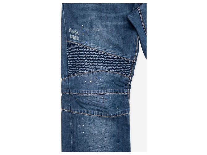 Balmain Dark Wash Biker Denim Jeans Blue - view 3