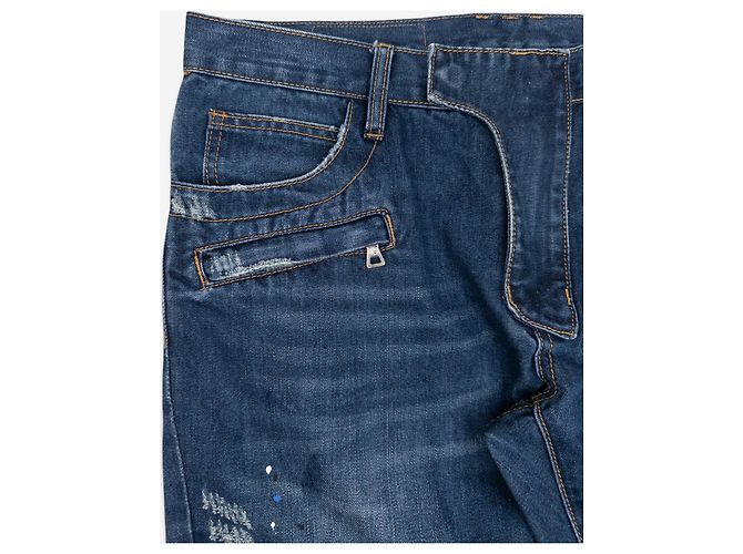 Balmain Dark Wash Biker Denim Jeans Blue - view 4