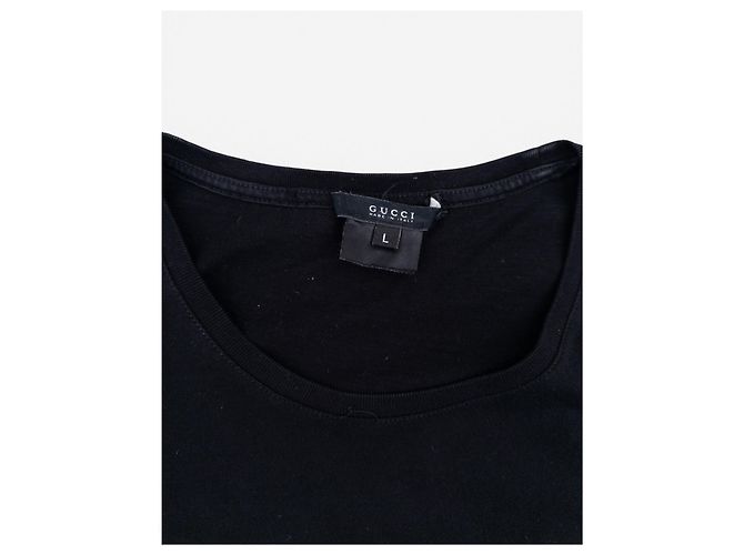 T-shirt nera con taschino Gucci in cotone Nero - vista 3