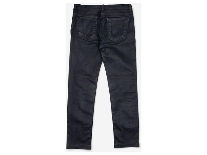 Rick Owens DRKSDHW 2000s Waxed Berlin Cut Denim Jeans Nero - vista 2