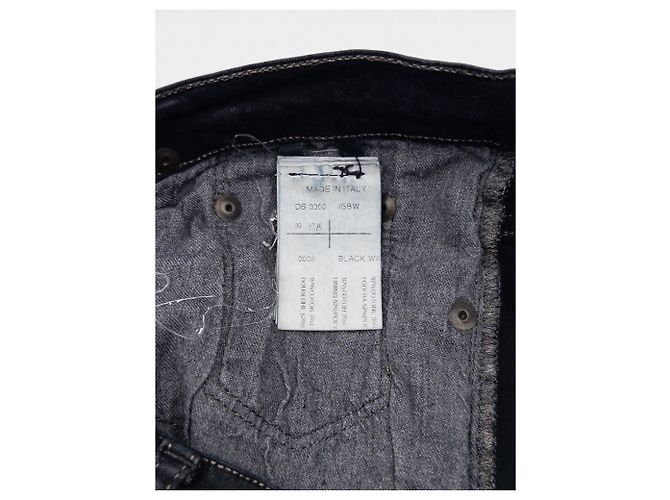 Rick Owens DRKSDHW 2000s Waxed Berlin Cut Denim Jeans Nero - vista 5