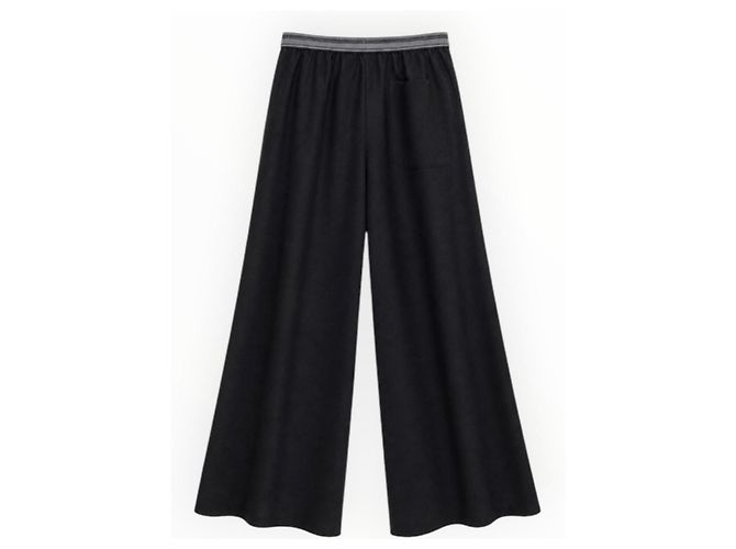 Loewe Calças Largas de Lã Pretas Preto - vista 3