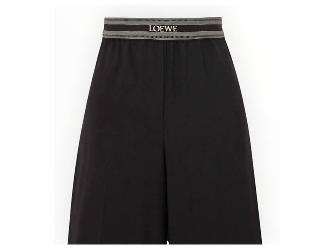Loewe Calças Largas de Lã Pretas Preto - vista 8