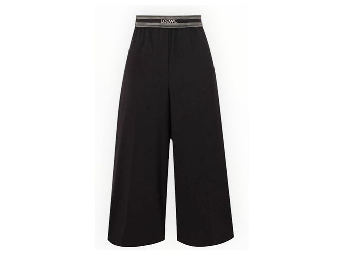 Loewe Calças Largas de Lã Pretas Preto - vista 4