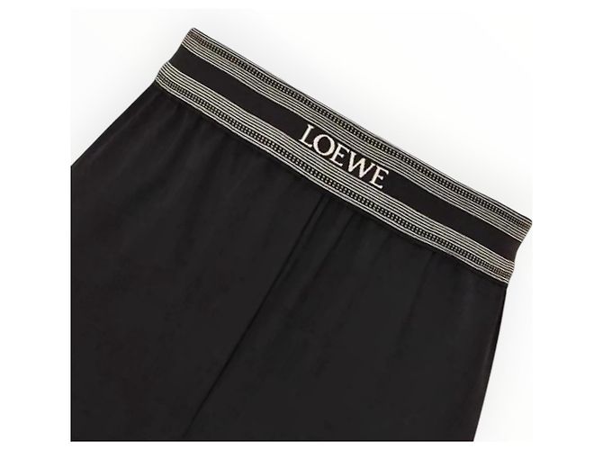 Loewe Calças Largas de Lã Pretas Preto - vista 9