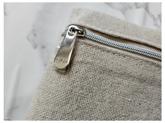 Pochette Dior in tela beige - vista 3
