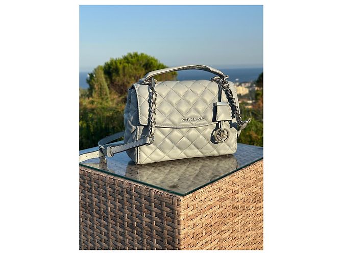 Michael Kors Borsa Trapuntata in Pelle Grigia Grigio - vista 7