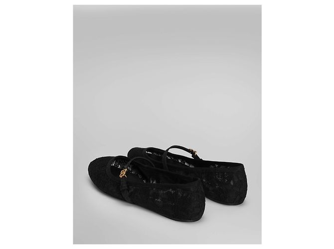 Dolce & Gabbana Bailarinas de encaje Taormina Negro - vista 3