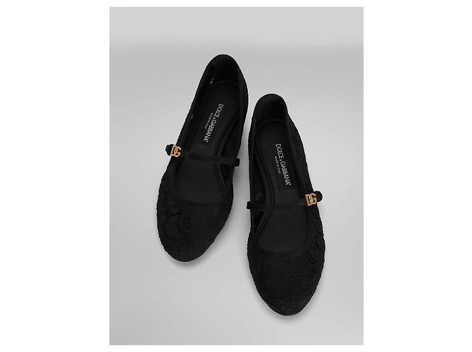 Dolce & Gabbana Bailarinas de encaje Taormina Negro - vista 4