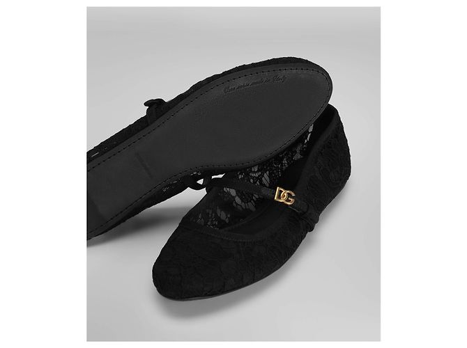 Dolce & Gabbana Bailarinas de encaje Taormina Negro - vista 5