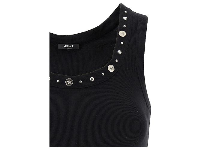 Versace Tank top emboidery studs Black - view 3