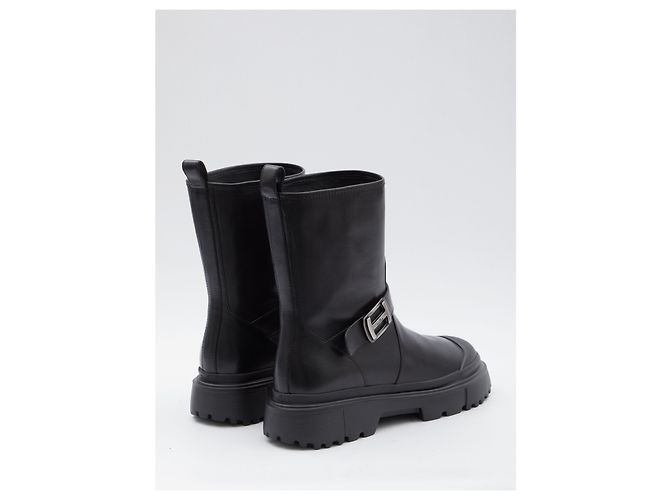 Botas biker Hogan H619 em pele preta Preto - vista 3