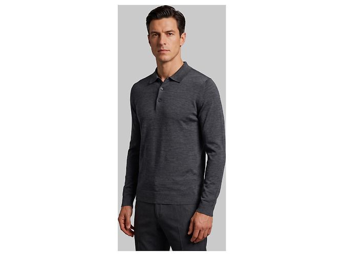 John Smedley Polo Belper in charcoal Grigio - vista 2