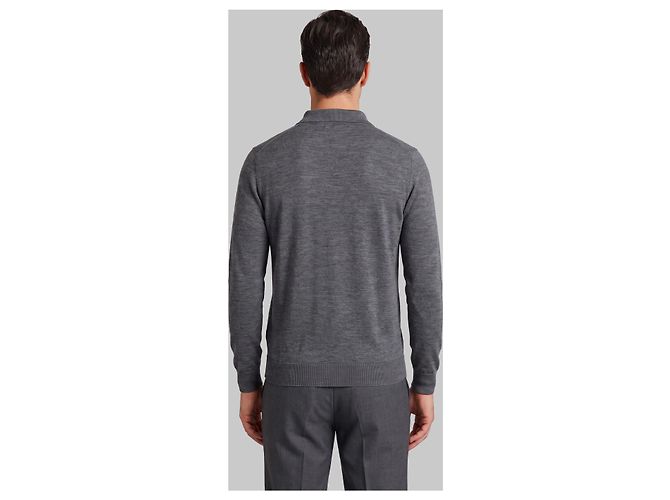 John Smedley Polo Belper in charcoal Grigio - vista 3