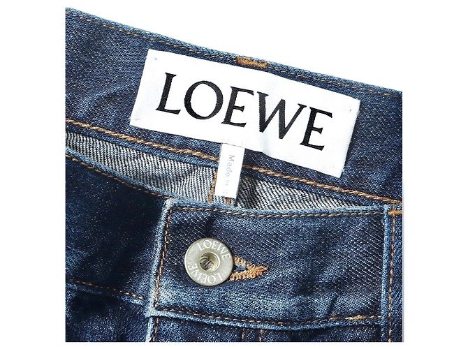 Jeans Loewe Fisherman in denim blu con risvolto - vista 17