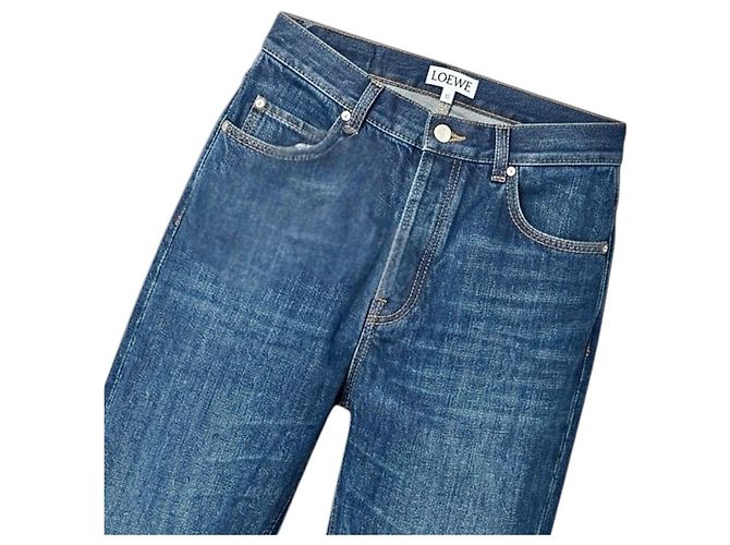 Jeans Loewe Fisherman in denim blu con risvolto - vista 9