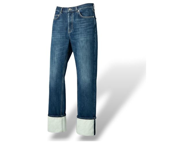 Jeans Loewe Fisherman in denim blu con risvolto - vista 6