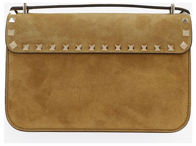 Valentino Garavani Bolsa crossbody Rockstud small em camurça Bege - vista 3