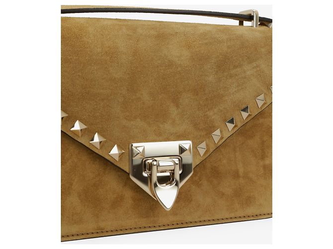 Valentino Garavani Bolsa crossbody Rockstud small em camurça Bege - vista 4