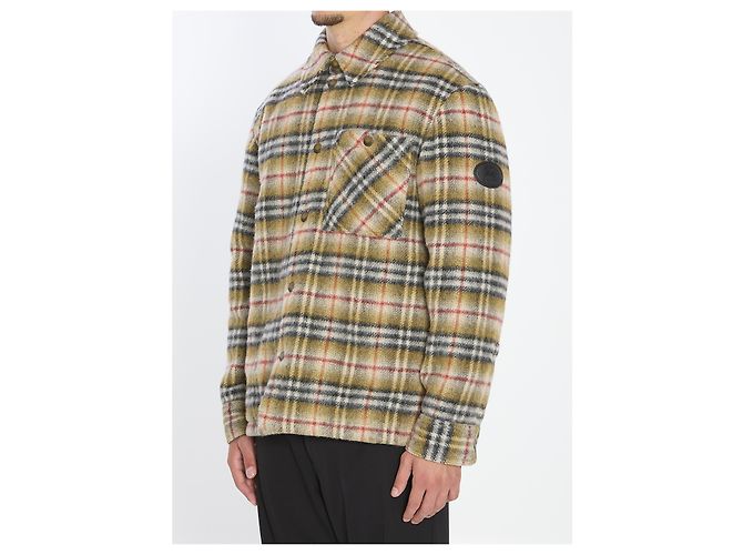 Sovracamicia imbottita Burberry Check in lana beige - vista 2