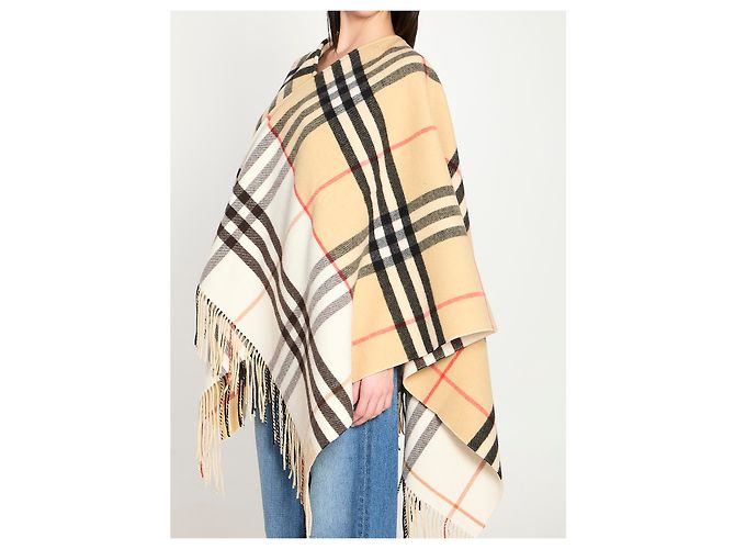 Burberry Double Check wrap de cashmere y lana beige arena - vista 2
